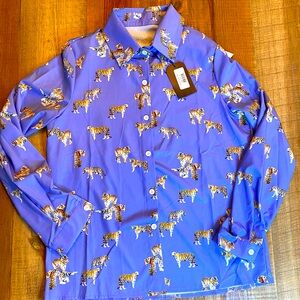 Tiger Print Light Purple Button-Up Shirt NWT
Size Medium